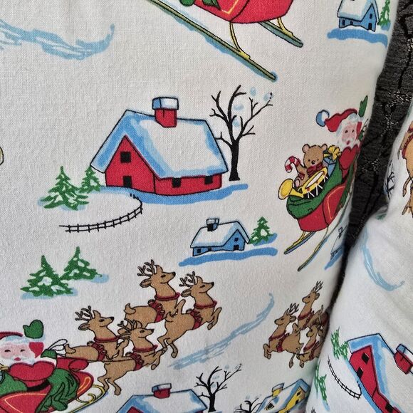 Vintage Handmade Christmas Santa Throw Pillow Pair 14x14 Holiday - Picture 4 of 9